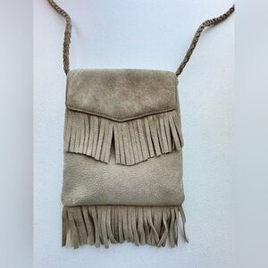 Vintage L.L. Bean Tan Suede Fringe Crossbody Bag Boho Western